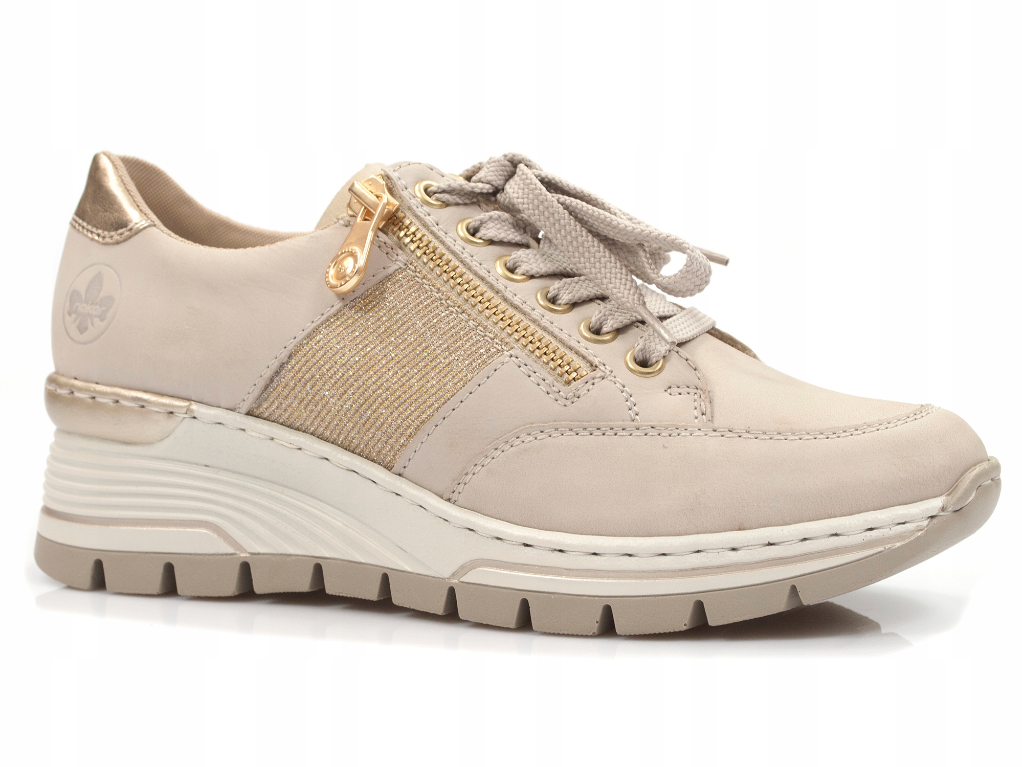 

półbuty Rieker N8322-60 skórzane Beżowe sneakersy