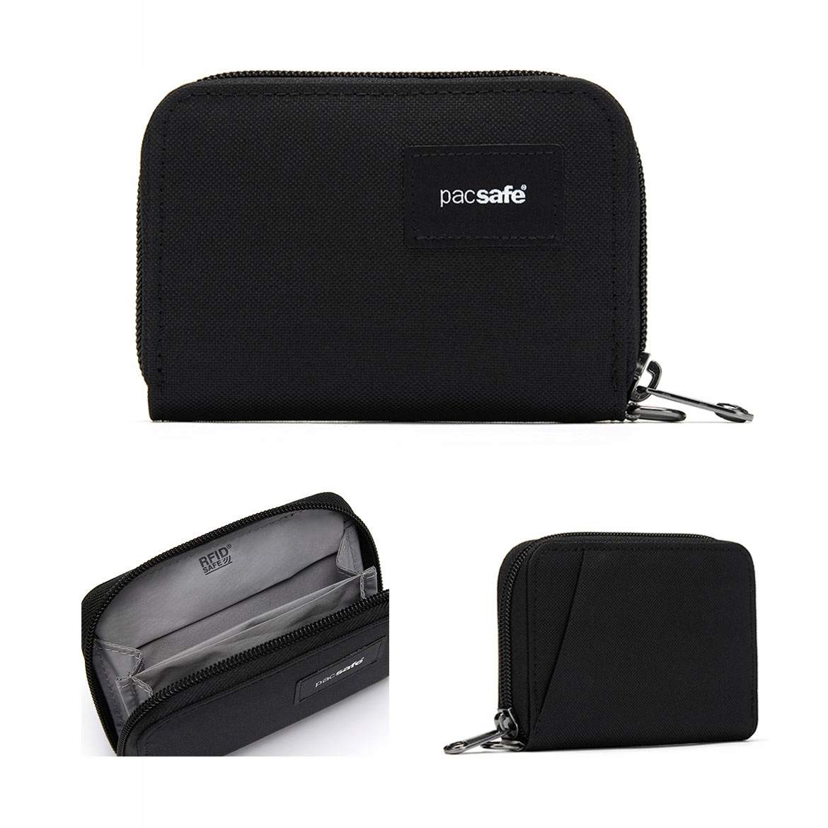 Mały Portfel na Karty Pacsafe RFIDsafe Card Rfid Antykradzieżowy Eko Czarny