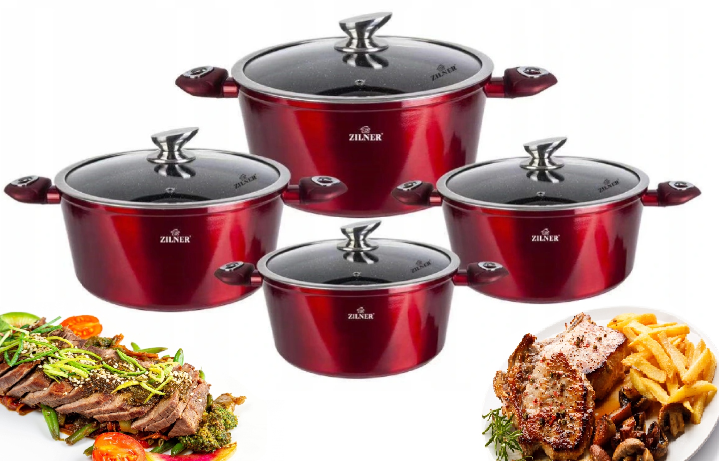 

Zestaw Garnków Marmurowych Garnki marmur Indukcja