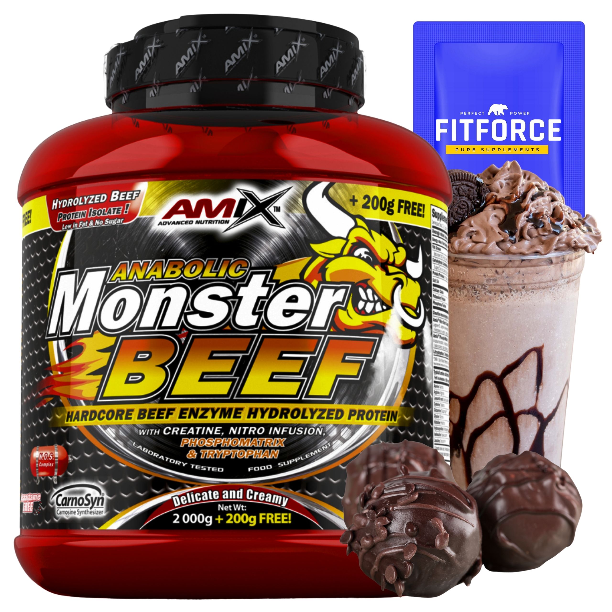 Amix Anabolic Monster Beef Protein 90% Protein Čokoládový 2.2 kg Hovězí maso