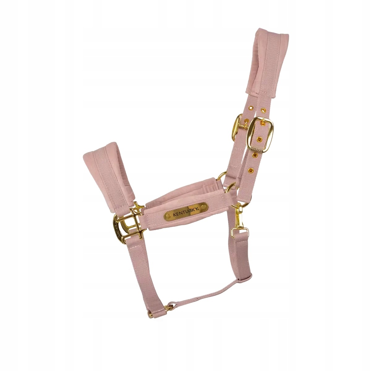 Uzda pro koně Kentucky Velvet měkký velurový elegantní světle růžový Full