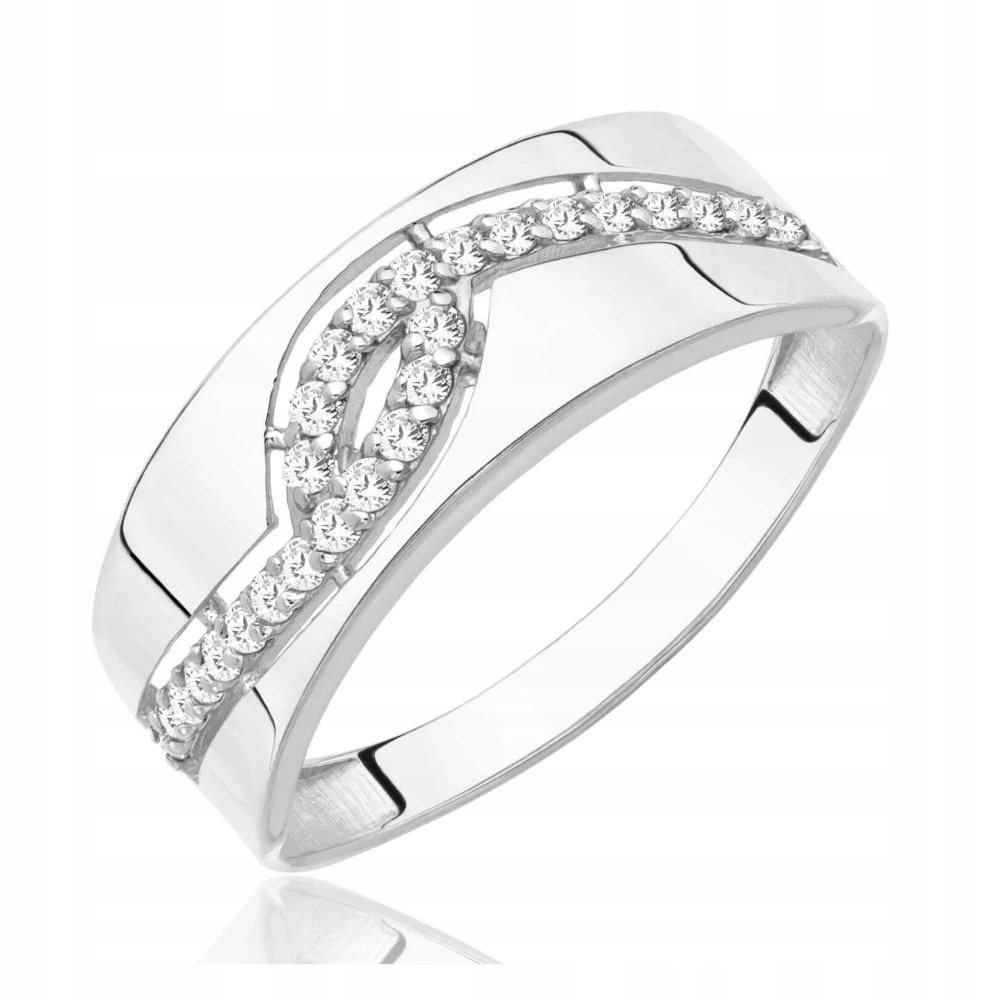 Srebrny Pierścionek 925 Obrączka Fala Z Kamieniami Konkretny R.20