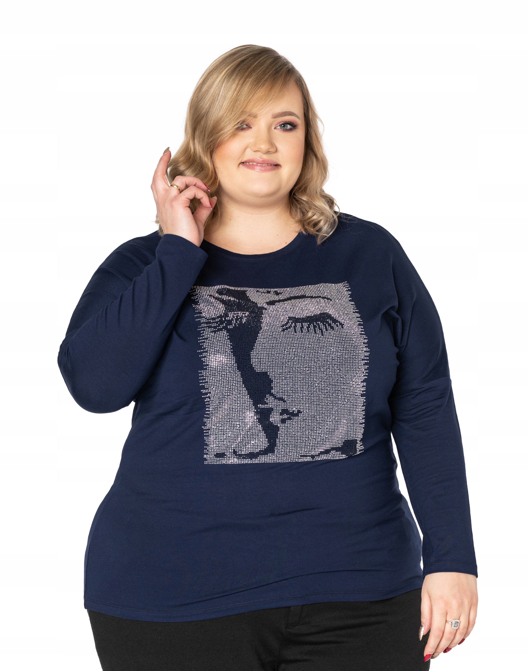 

Duża Bluzka Damska Koszulka Długi Rękaw 2103-06