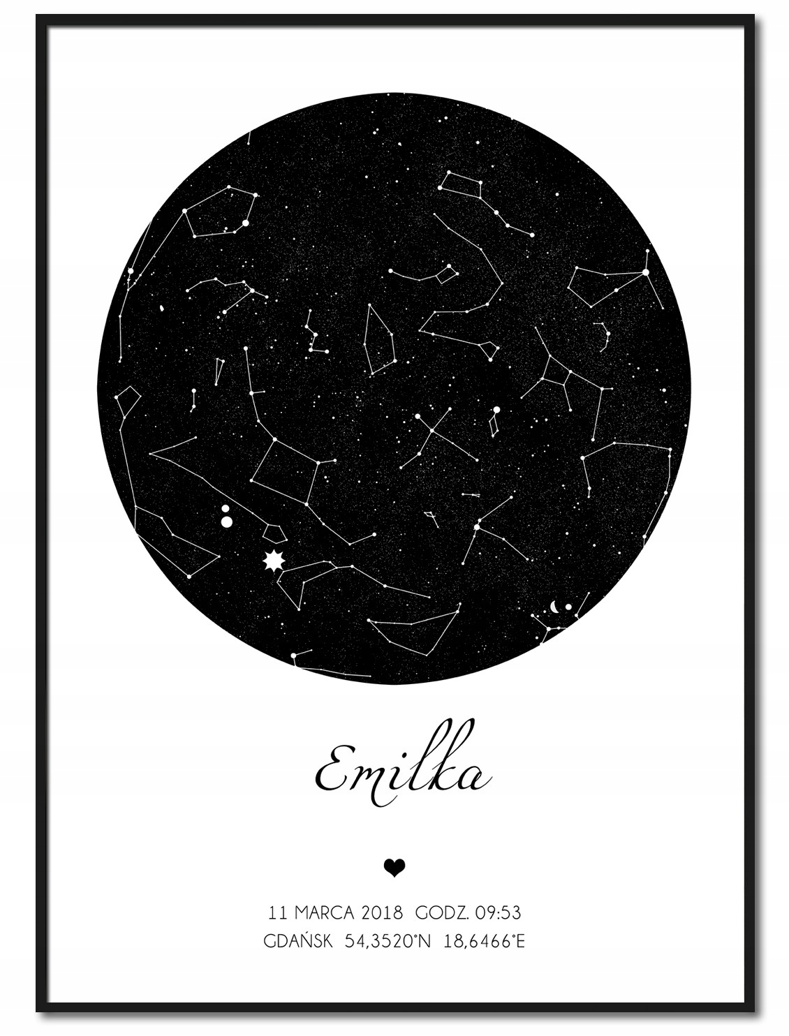 Plakat w Ramie - Plakat Mapa Nieba A4