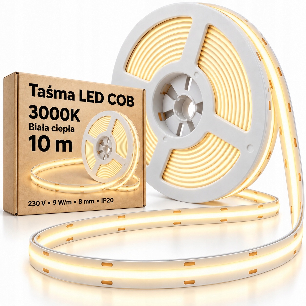 Led páska Cob 10 m teplá bílá 3000K do obývacího pokoje, ložnice a interiéru domu
