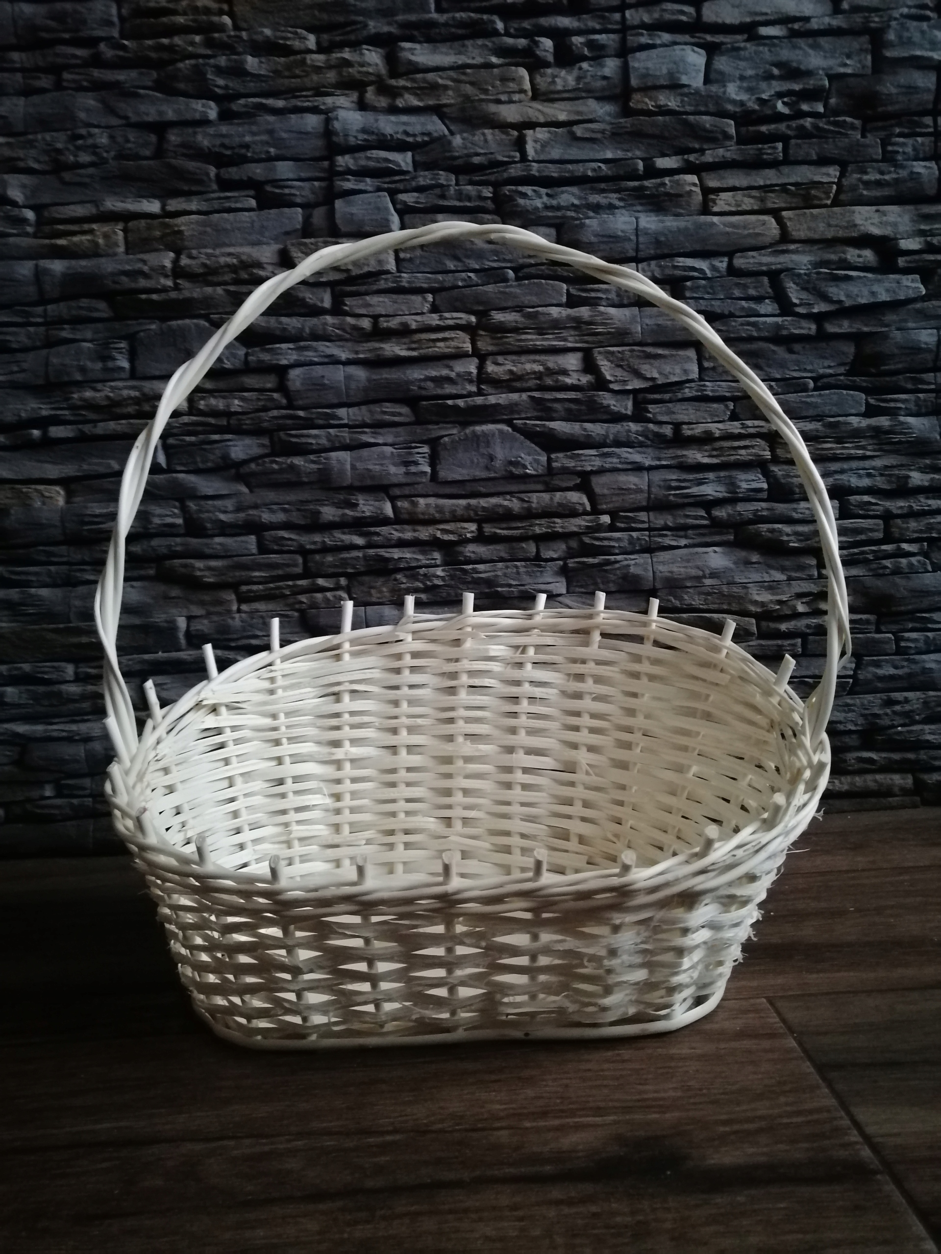 PREZENTOWY KOSZYK WIKLINOWY UPOMINKOWY 32cm BIAŁY Marka Wickerland