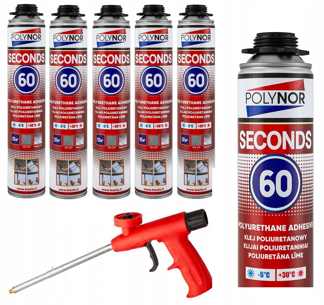 Pěnové lepidlo na polystyren Polynor 60 Sekund, silné, rychle lepivé, 850 g