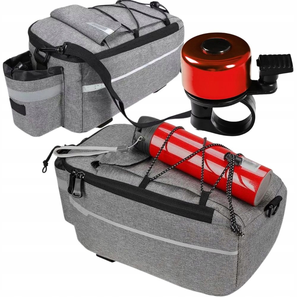 Sakwa rowerowa tylna termiczna Torba na bagażnik rowerowy 9l plus dzwonek Materiał dominujący poliester