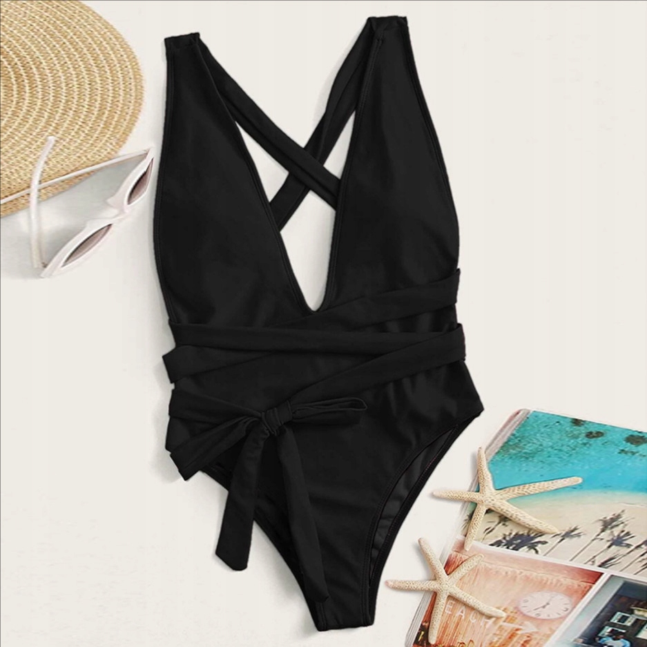 JEDNOCZĘŚCIOWY KOSTIUM KĄPIELOWY WYSZCZUPLAJĄCY STRÓJ DAMSKI MONOKINI S Fason góry Biustonosz miękki Biustonosz półusztywniany