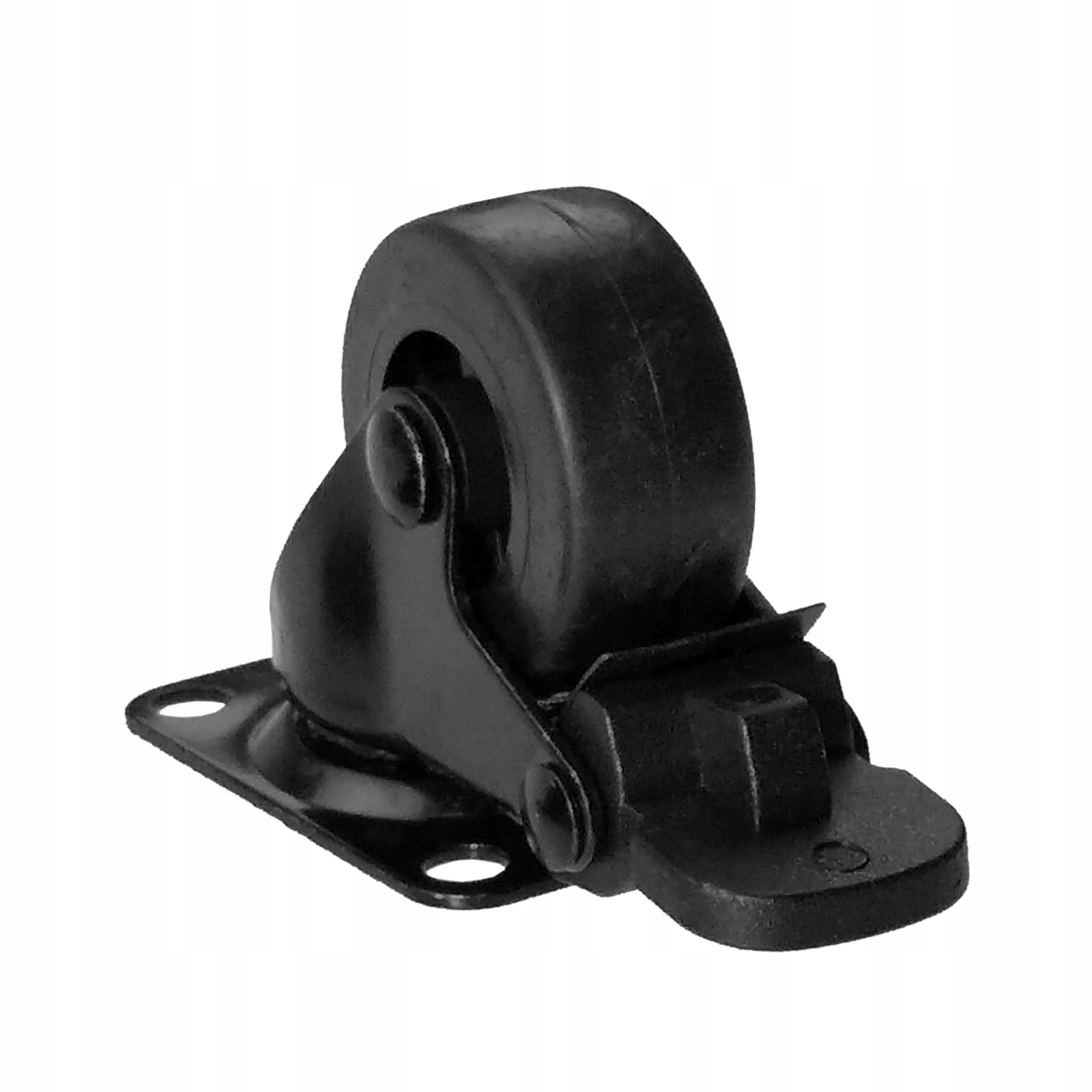 KÓŁKO MEBLOWE CZARNE OBROTOWE Z HAMULCEM FI 30 Z GUMOWĄ ROLKĄ