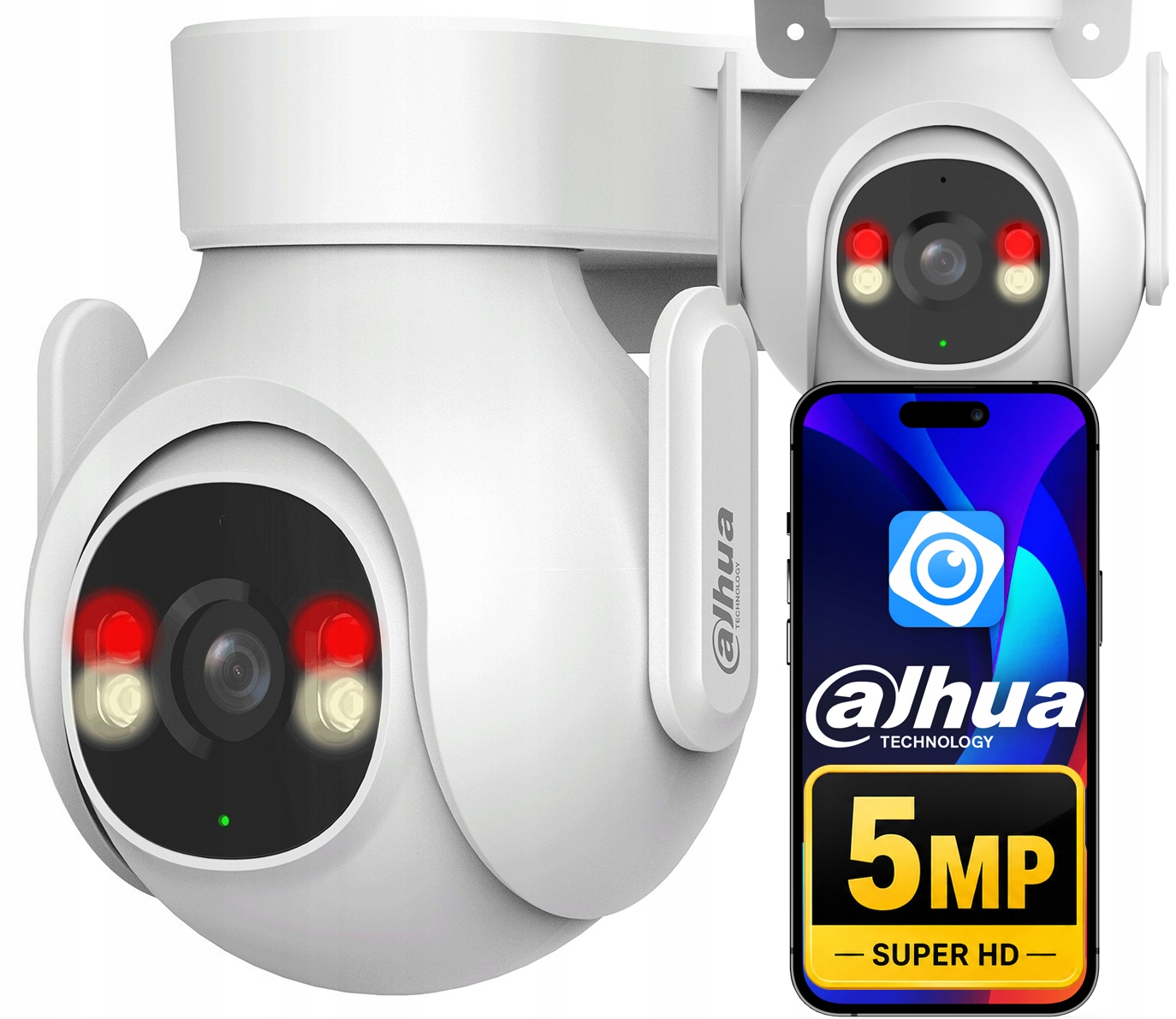 Otočná WiFi 5MP kamera Dahua Venkovní Led Ir mikrofon Reproduktor Apka