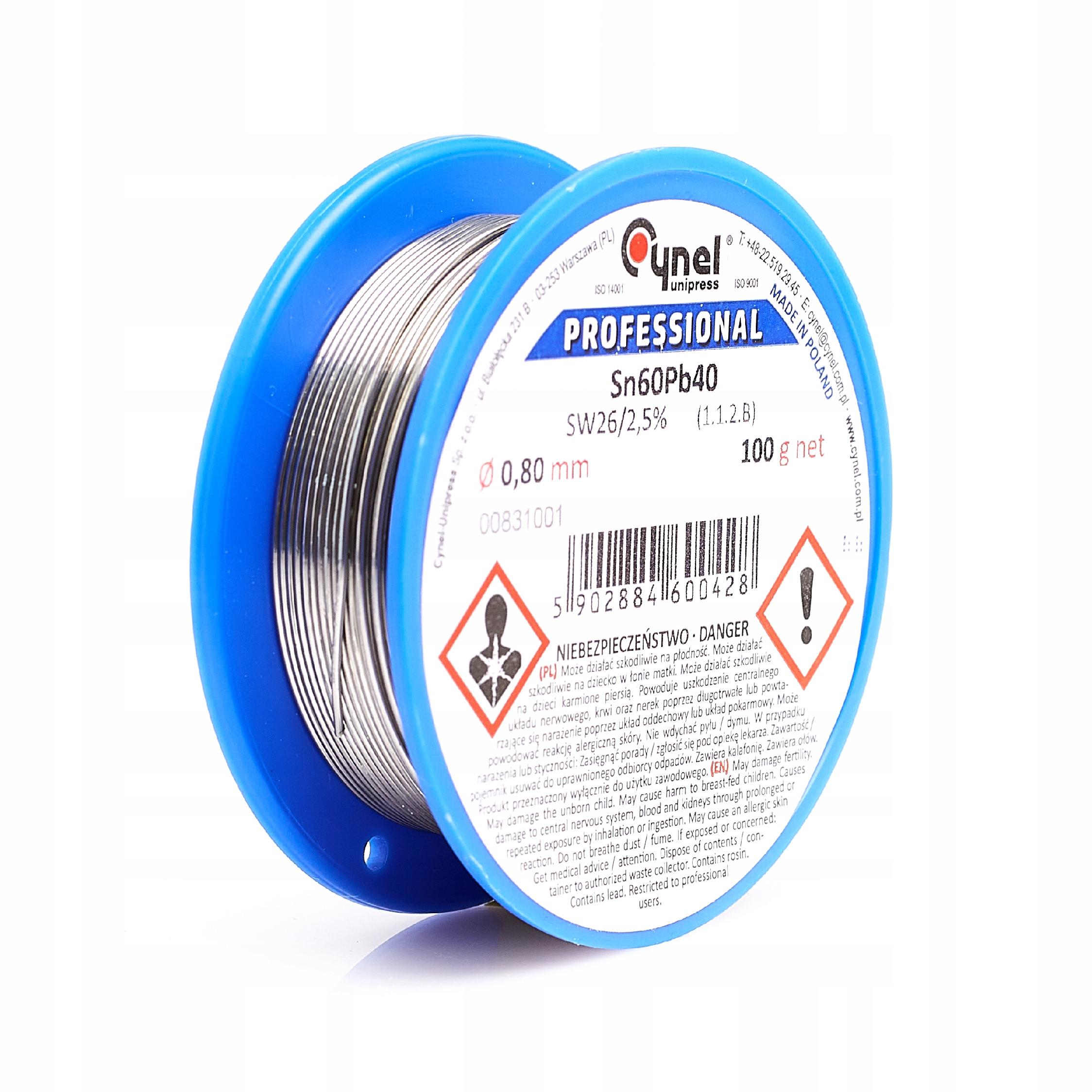 Cyna lutownicza Cynel 0,8 mm Sn60Pb40 100 g