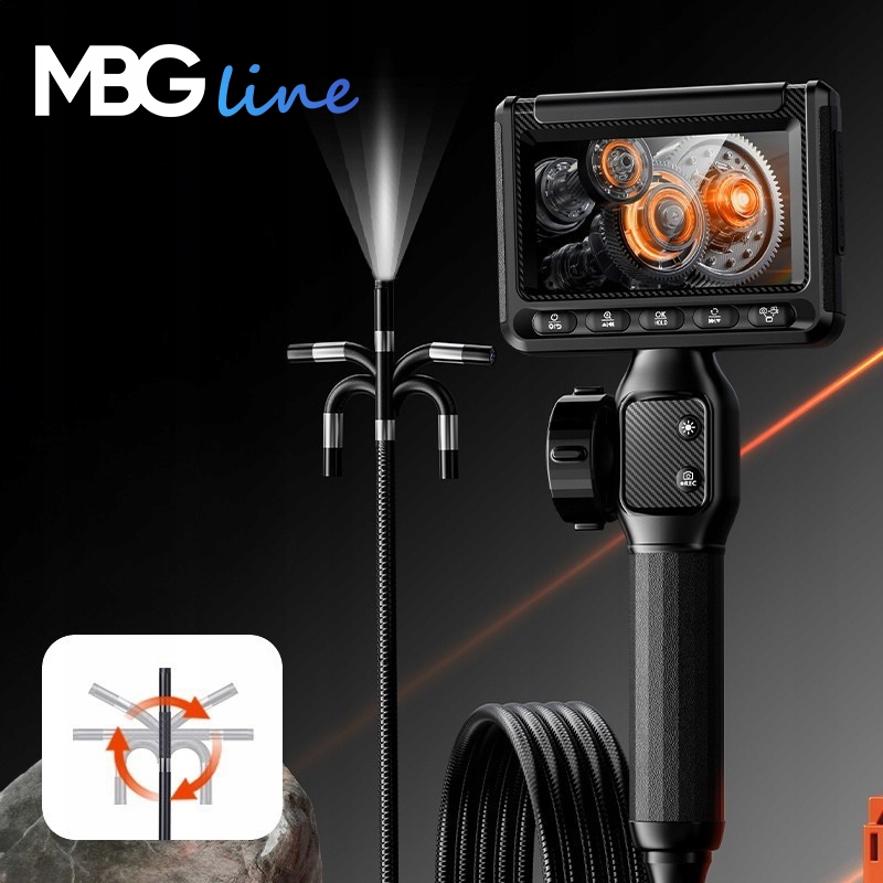 Endoskop Kamera Inspekcyjna RUCHOMA GŁOWICA 360° 1.5m 8.5mm do RUR SILNIKA Marka MBG Line