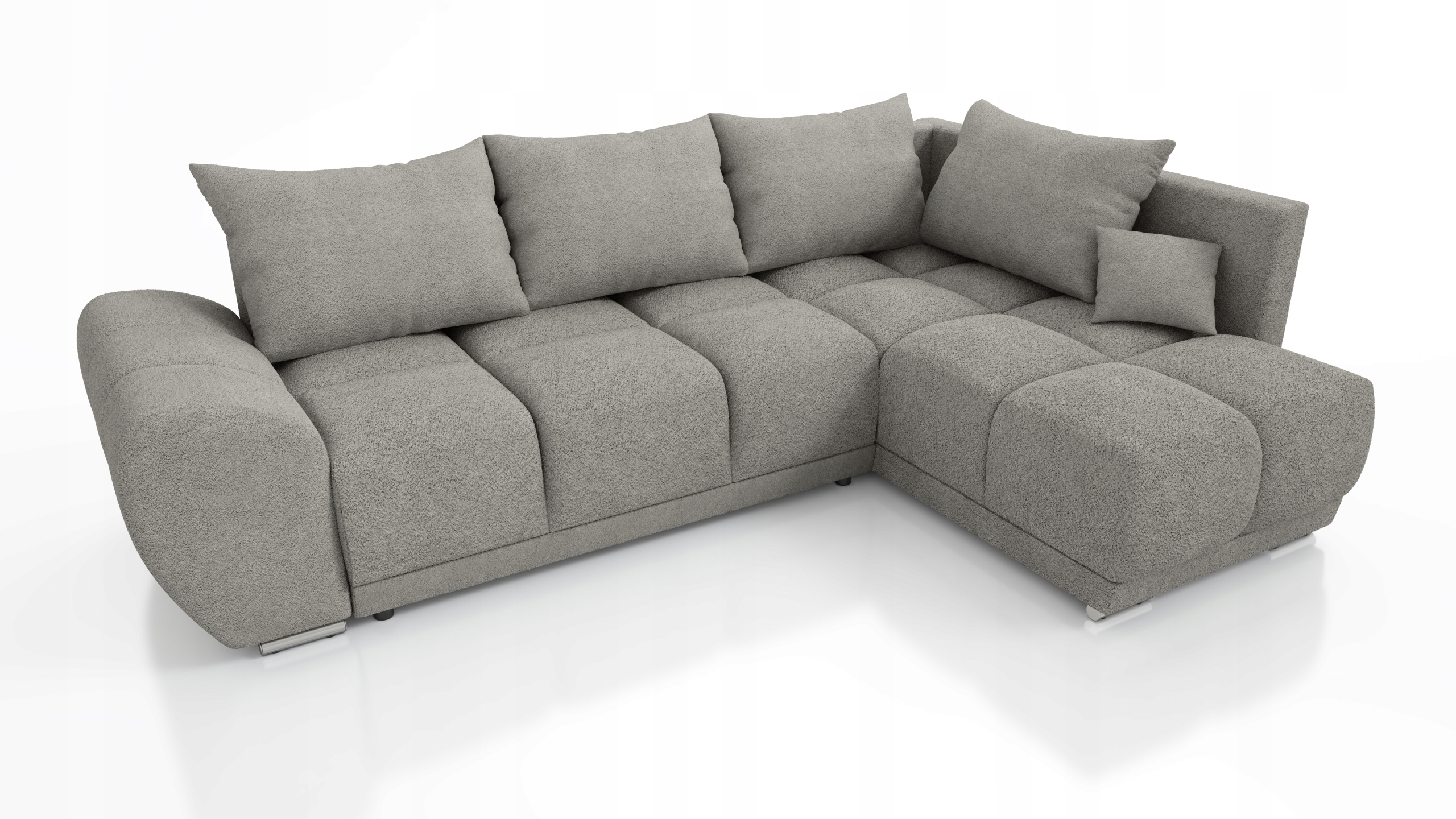 Béžový Rohová Sedací Souprava S Funkcí Spaní Forrest Pravý Boucle Rohová Sedačka