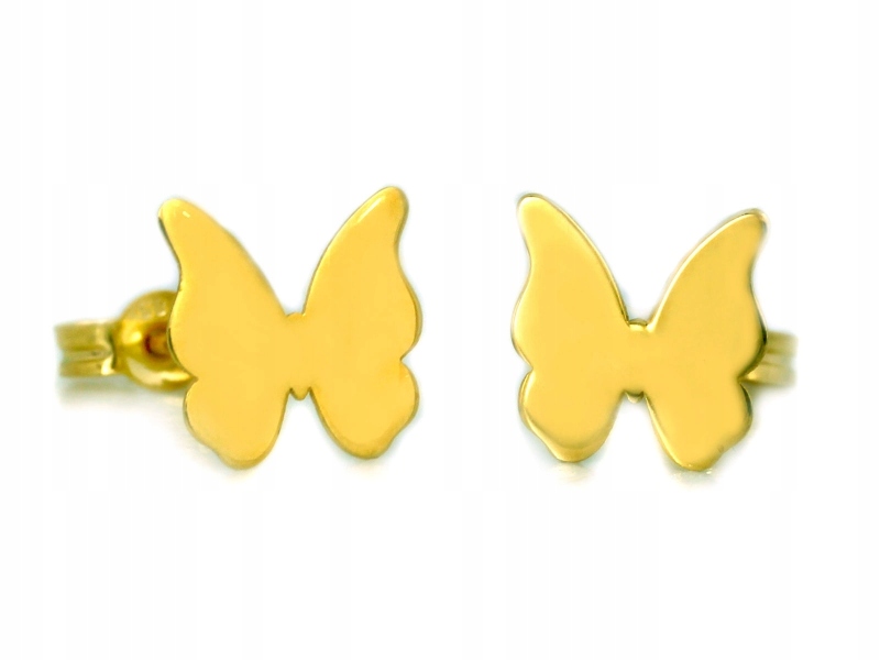 Zlaté Náušnice 585 motýlky zapínání tyčinka jemné ideální jako dárek