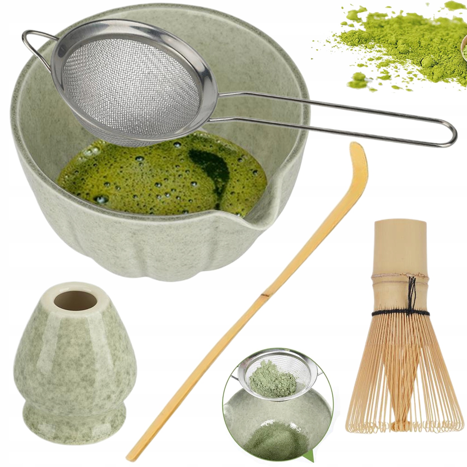 Bambusový Dárková Sada Na Čaj Matchy Šlehací Metla, Lžíce 5 Ks