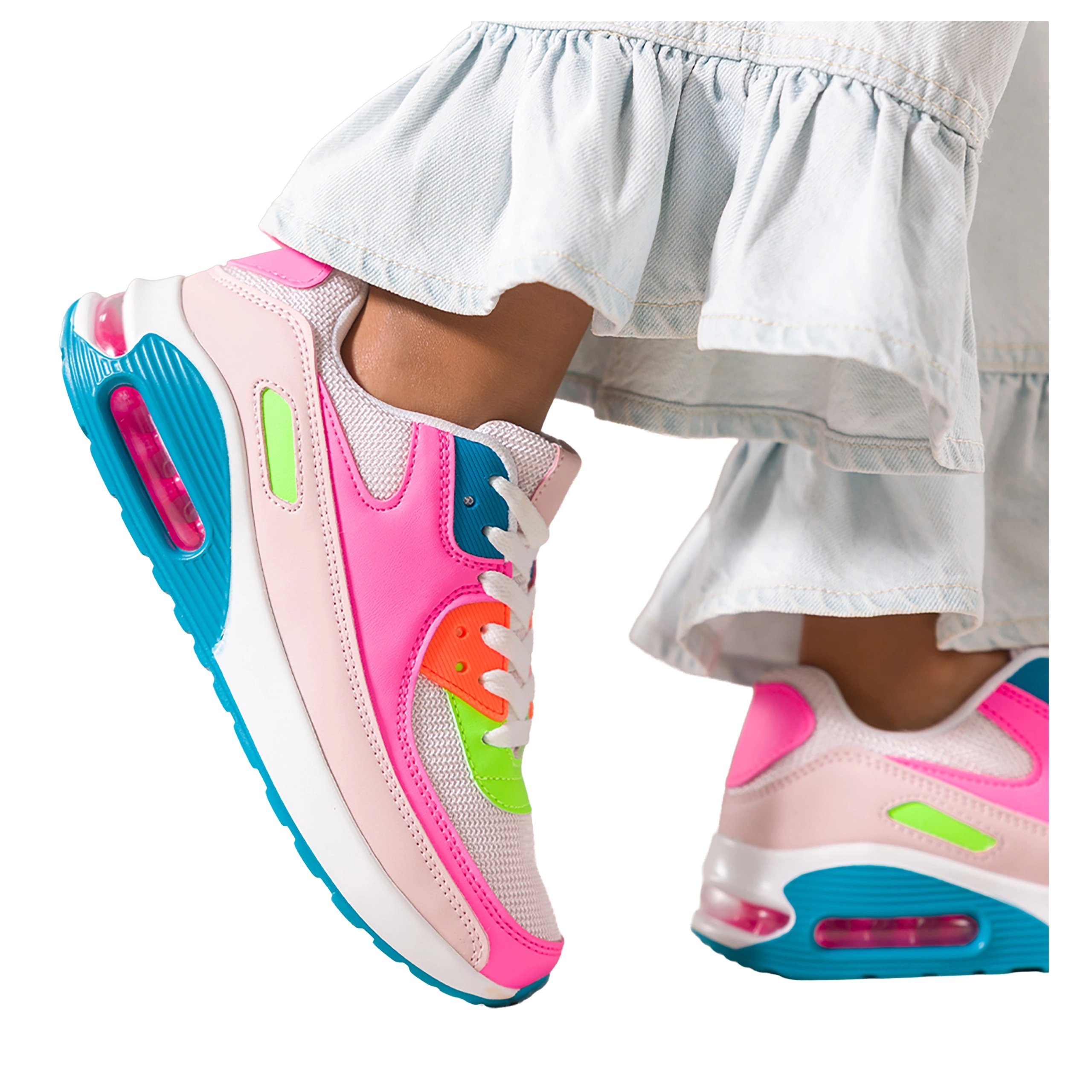 Světle růžové dámské tenisky na klínku, barevné sportovní vložky, velikost 39