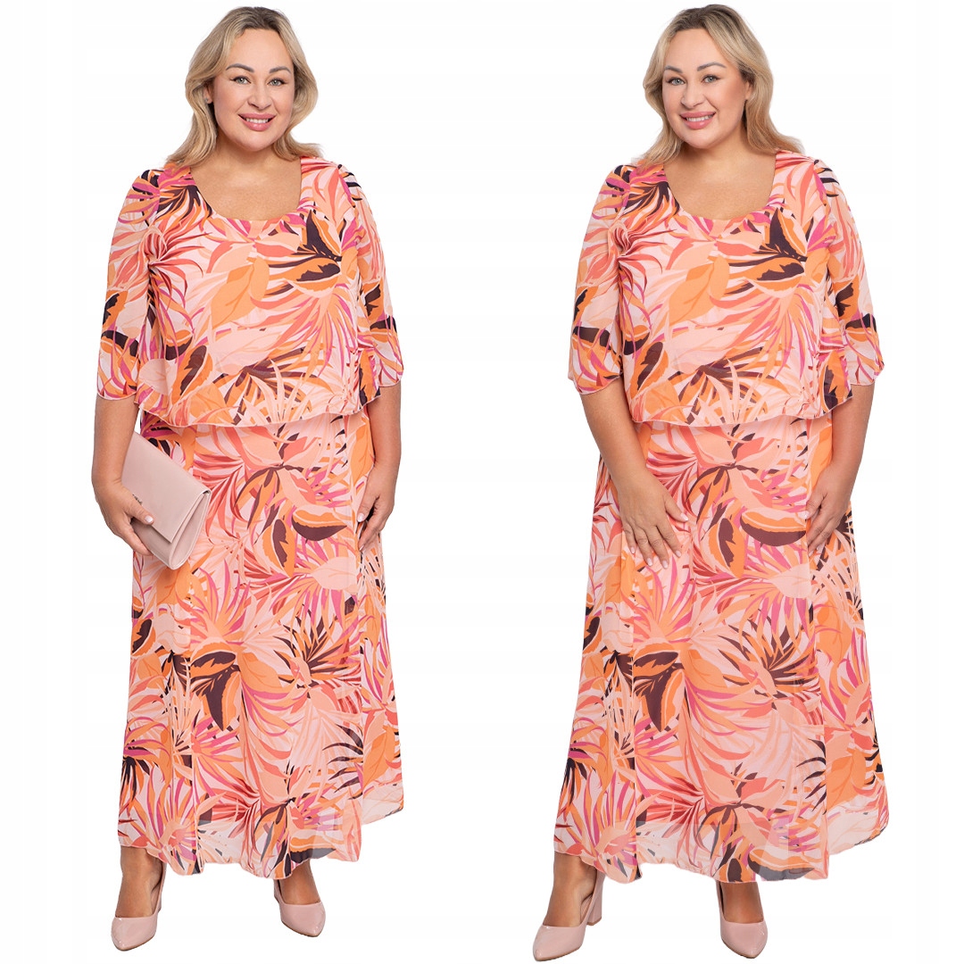 Oranžovo-růžová šifonová šaty 58