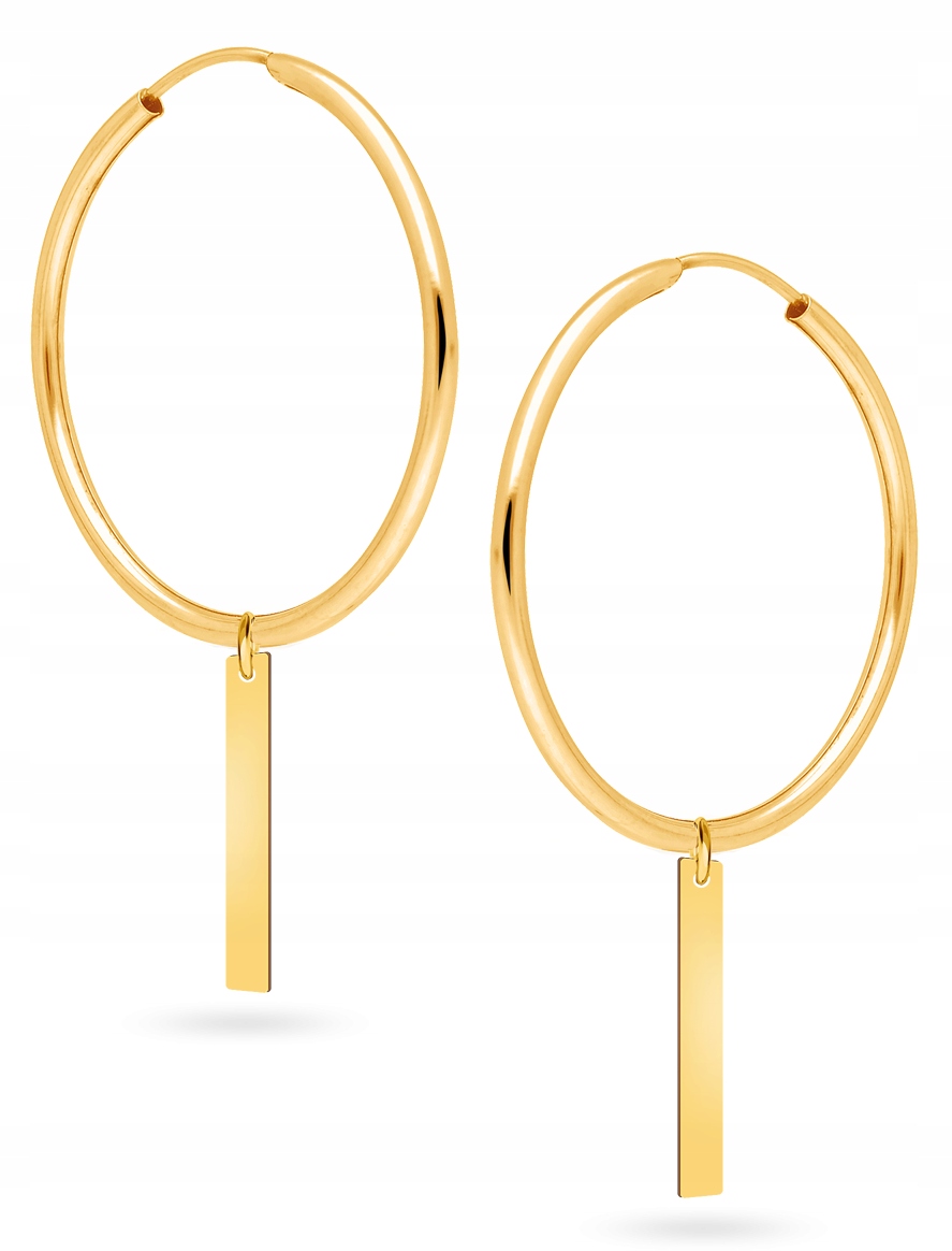 

Piękne Złote Kolczyki Wiszące Prostokąt 585 30 mm