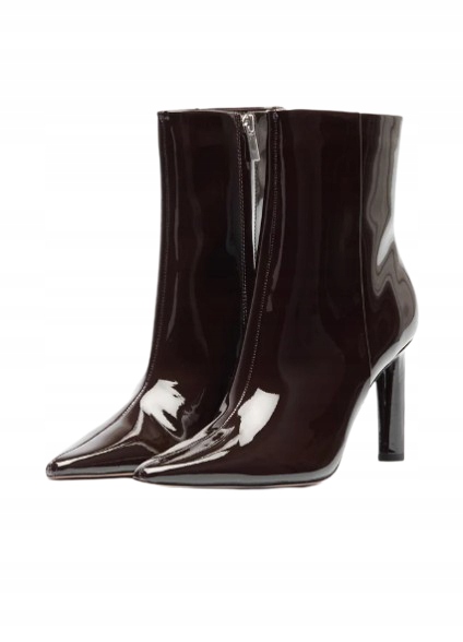 Zalando Dámské Kotníkové Boty Lakované Vínovou Barvou Na Podpatku 39 T_a