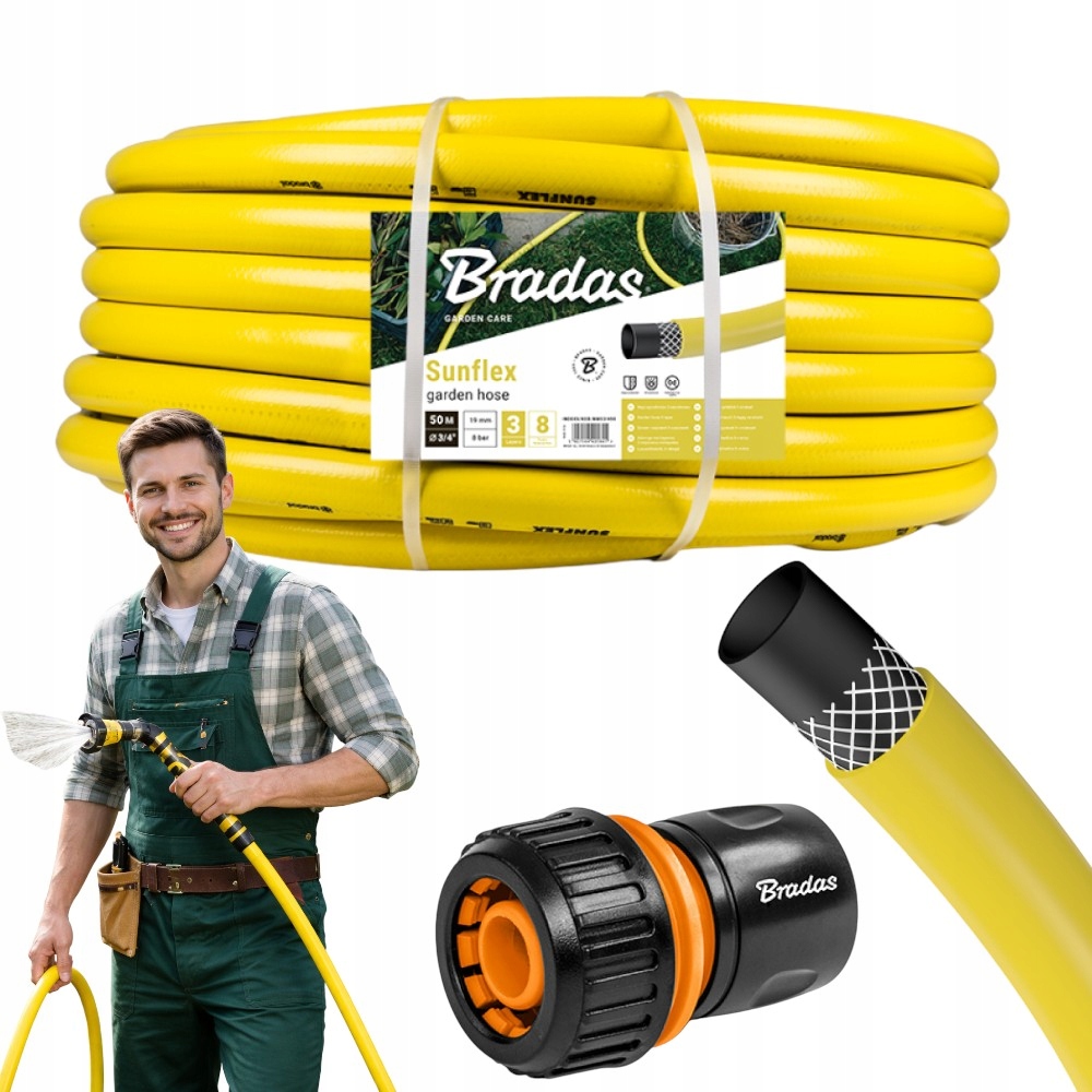Zestaw Wąż Ogrodowy Sunflex 3/4`` 50 metrów Bradas Szybkozłączka