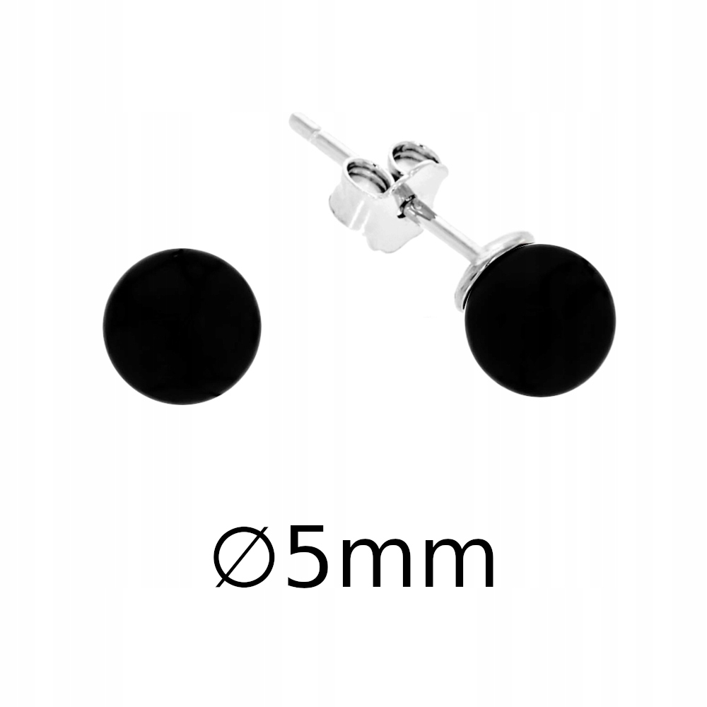 

Srebrne Kolczyki 925 Czarne Kulki Onyks 5 mm