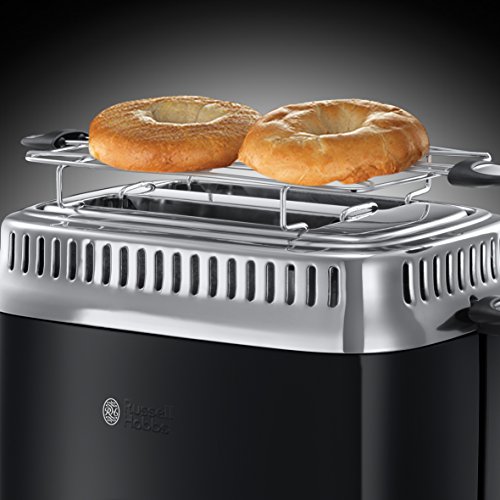 RUSSELL HOBBS Toster Retro Czarny Stalowy 2 Kromki 1300W 6 Stopni Opiekania — miniatura 6