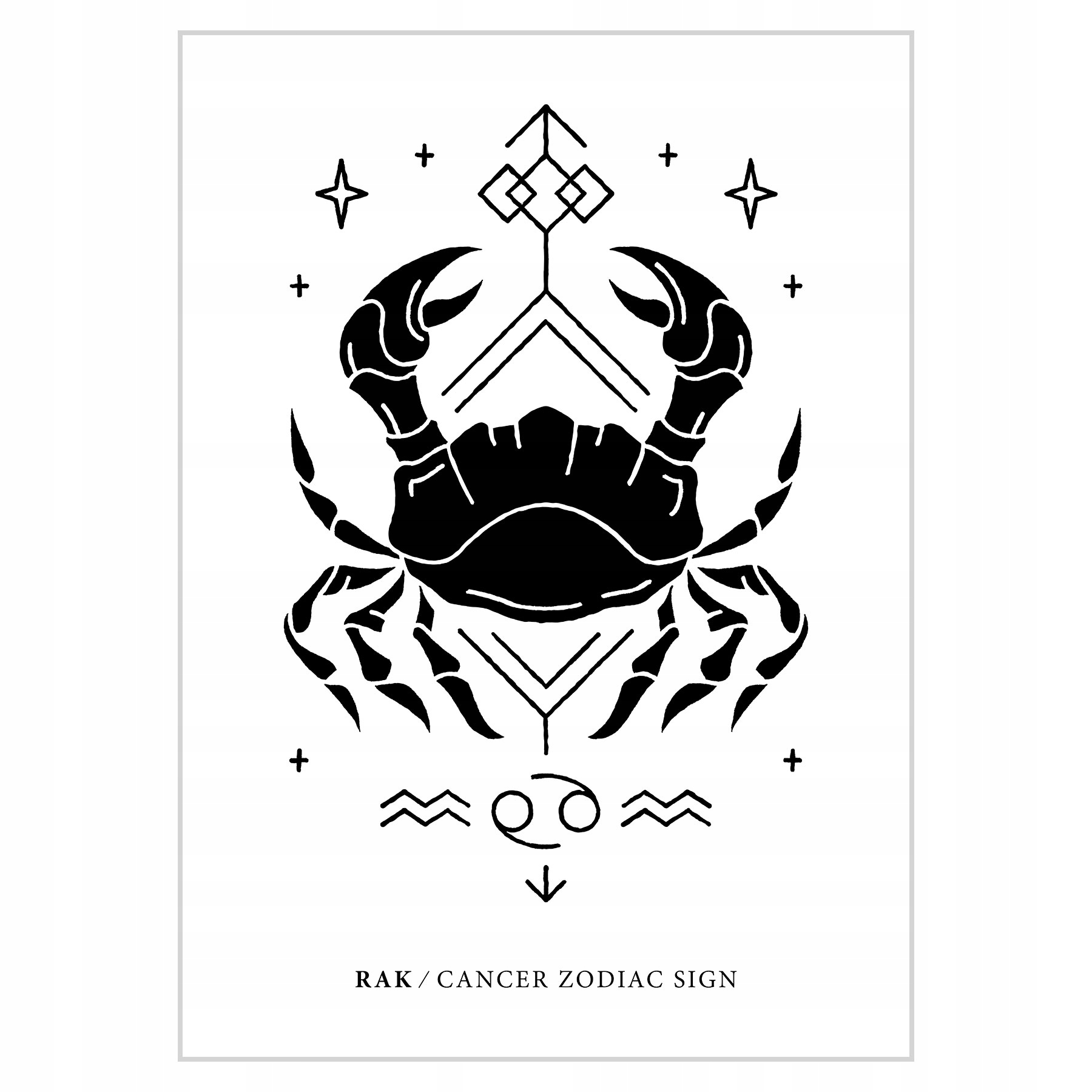 

Plakat 50x70 Znak zodiaku Rak Czarno-biały