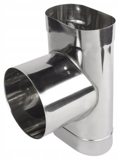 Trójnik Owalny 120x240 Żaroodporny Trojak Nierdzewny Wkład Owal Pellet 1,0