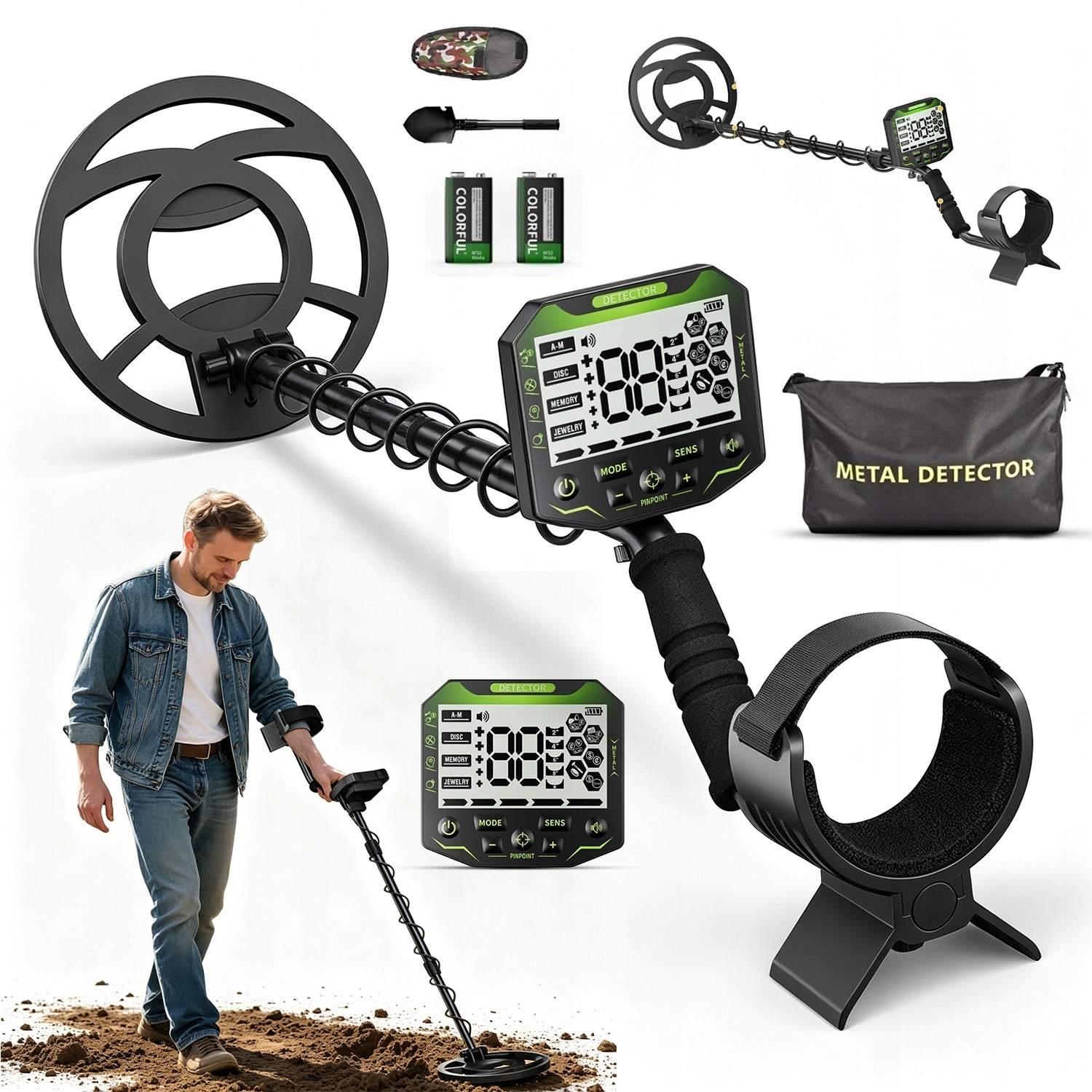 DETEKTOR METALI Z CEWKA WODOODPORNA 25CM GLEBOKOSCI ZESTAW OUTDOOR