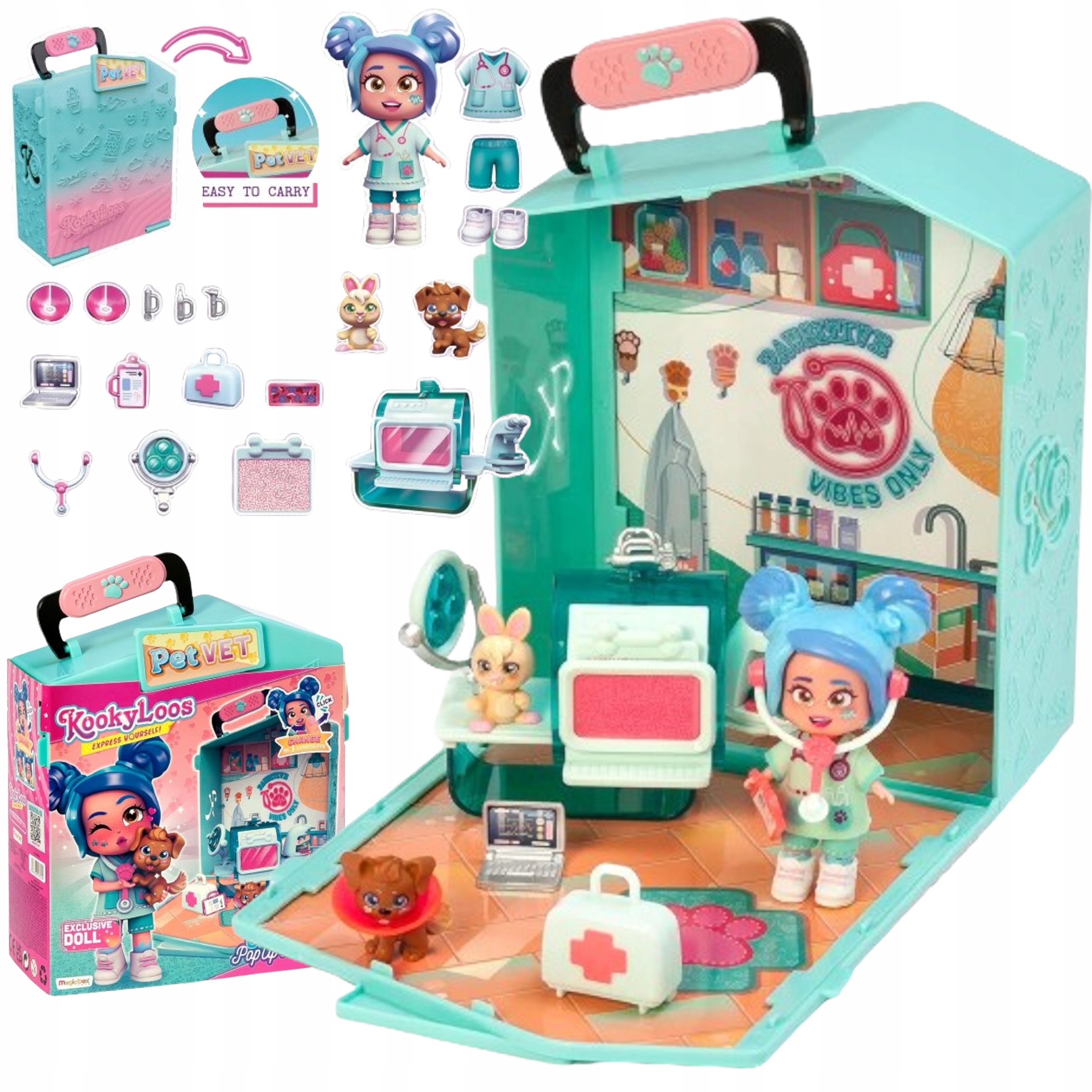 KOOKYLOOS CARLA'S POP-UP WETERYNARZ KLINIKA ZESTAW FIGURKA LALECZKA GABINET