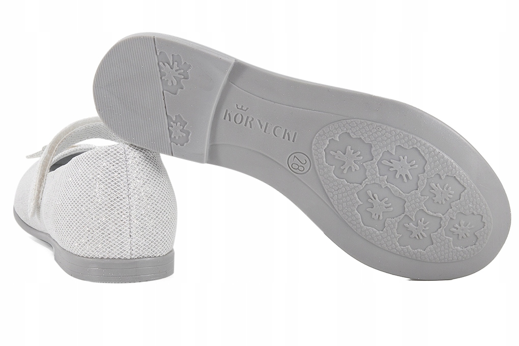 KORNECKI 6802 BALERINKI DZIEWCZĘCE PÓŁBUTY srebrne Stan opakowania oryginalne