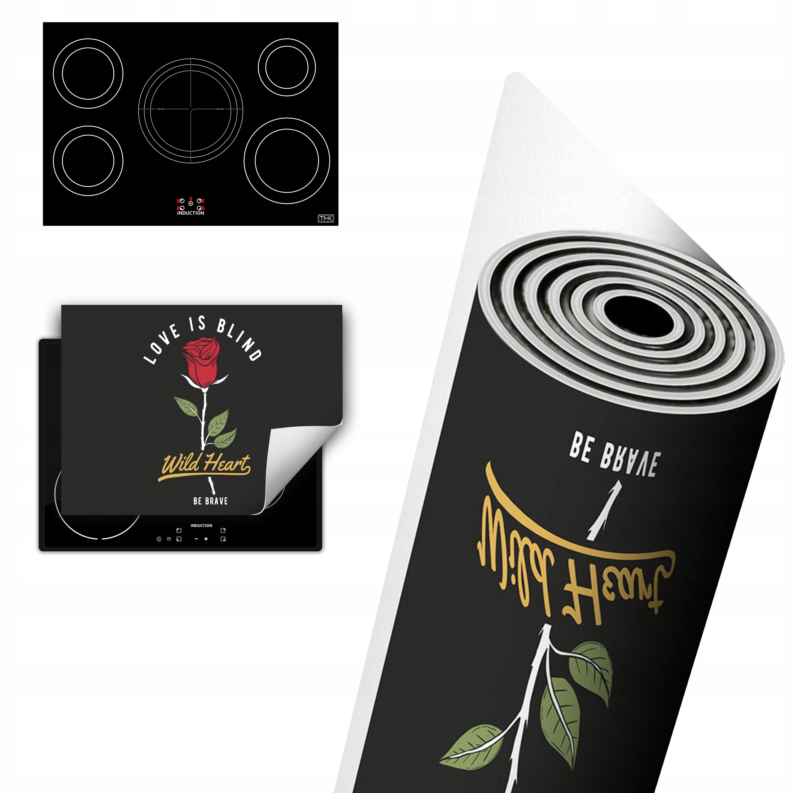Vinylová Ochrana Na Indukci Desky 80x52 tmavá růže