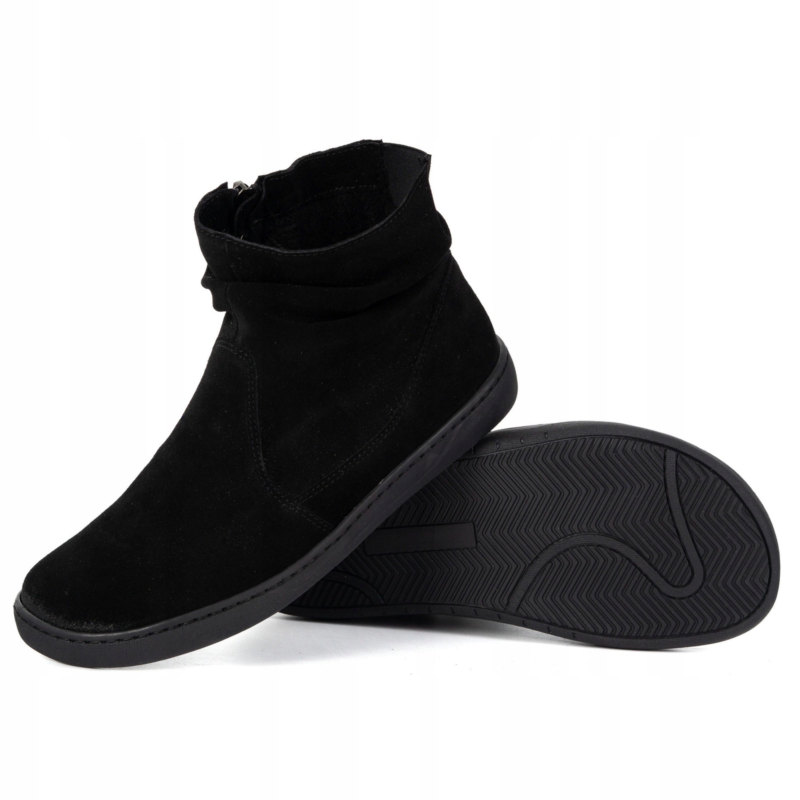 Dámské barefootové boty se zipem, zateplené, velikost 1297, černý velur, velikost 36