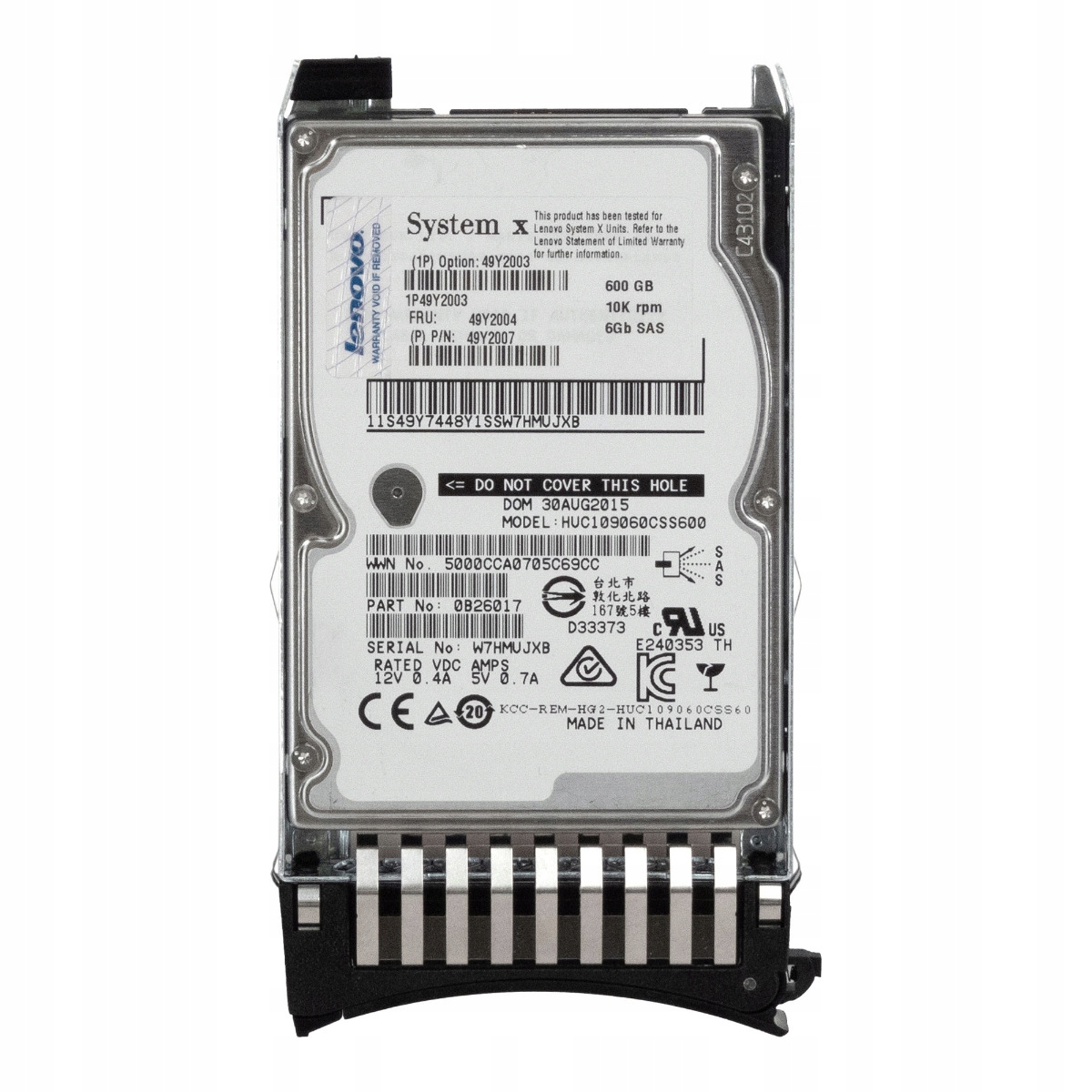 Lenovo 49Y2004 49Y2007 600GB 10K SAS-2 2.5" Hdd 600 Gb Sas disk, 10 000 ot./min, 2.5 palce