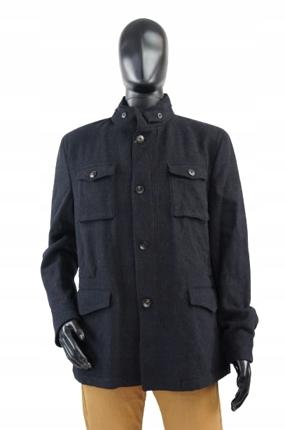 Massimo Dutti Ciemnogranatowy Płaszcz Wełna (XXL)