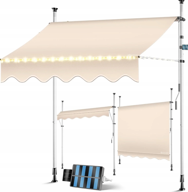 Balkónová Markíza S Led Osvetlením Béžová Kesser
