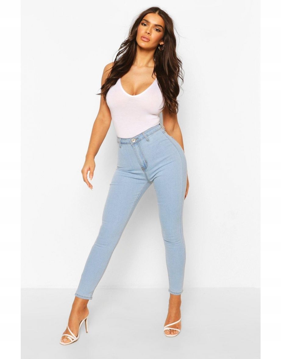 BOOHOO JEANSY SPODNIE DAMSKIE JASNE R.S W021