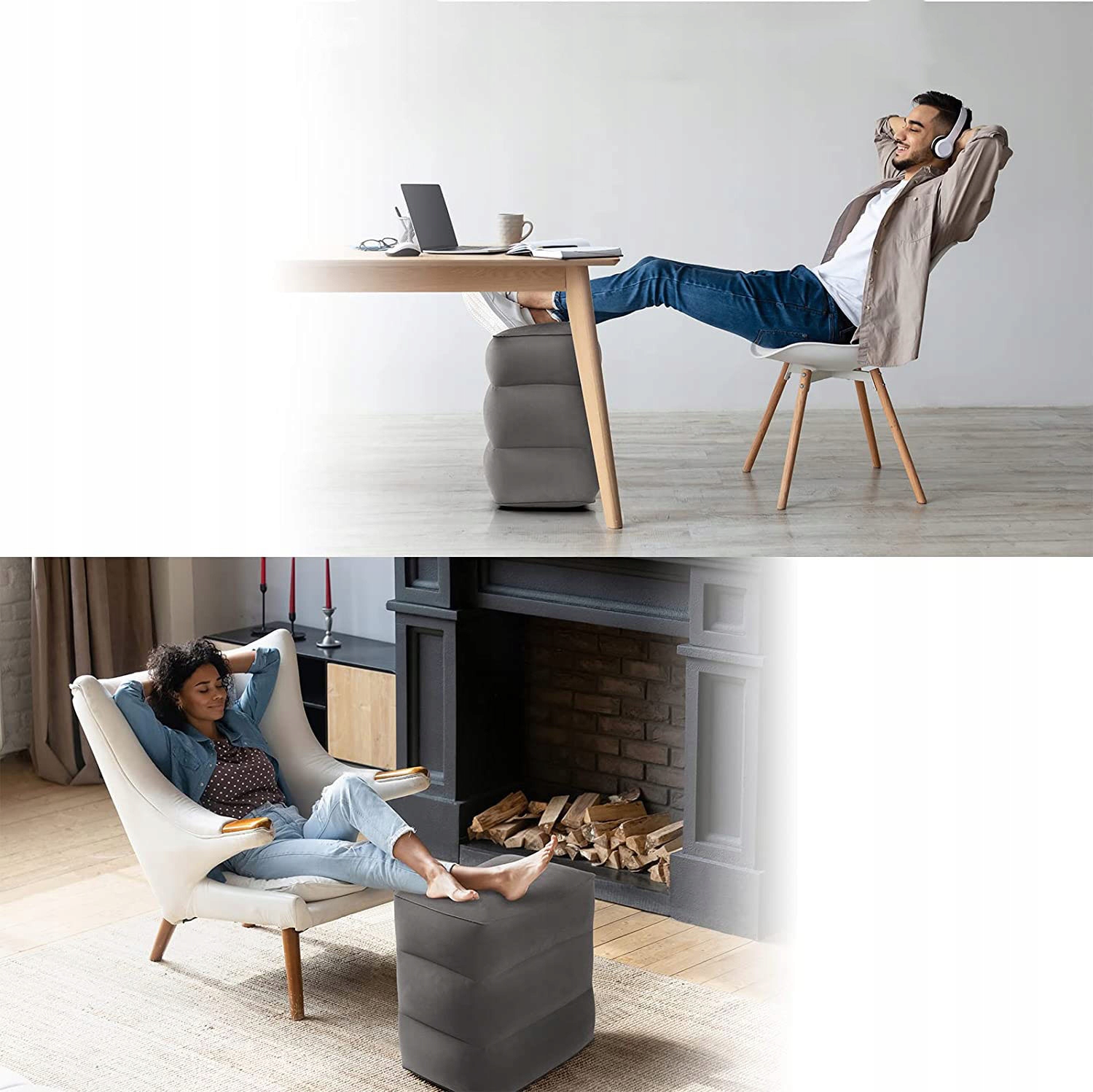 NADMUCHIWANY PODNÓŻEK,PRZENOŚNY,PODUSZKA POD STOPY DLA BIURA, PODRÓŻY Kolekcja Nadmuchiwany podnóżek