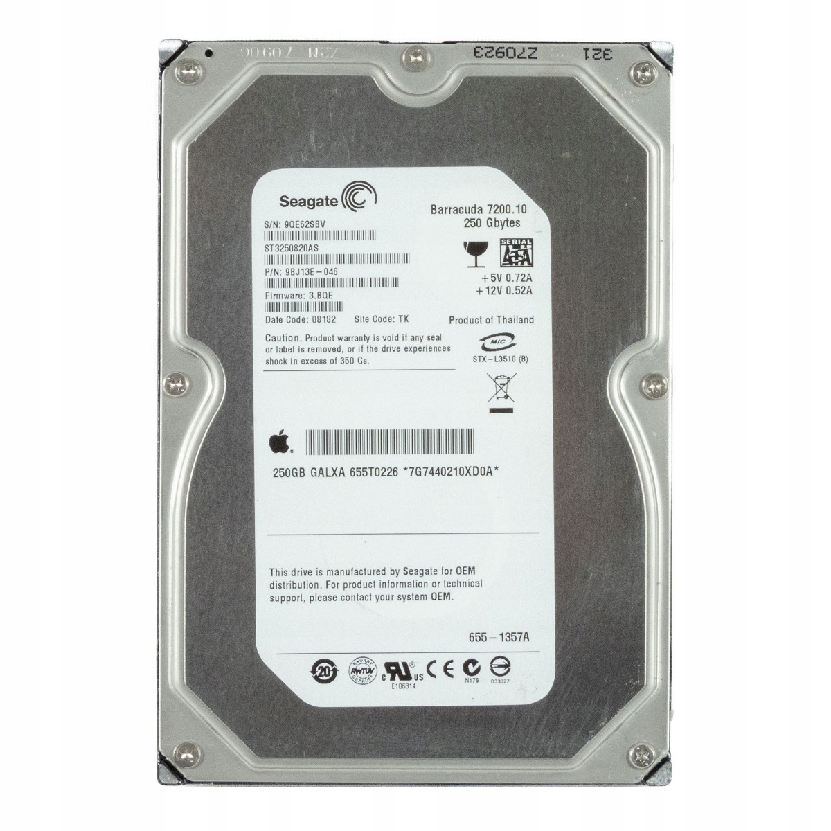 Apple 655-1357A 250GB 7.2K 8MB Sata II 3.5'' ST3250820AS