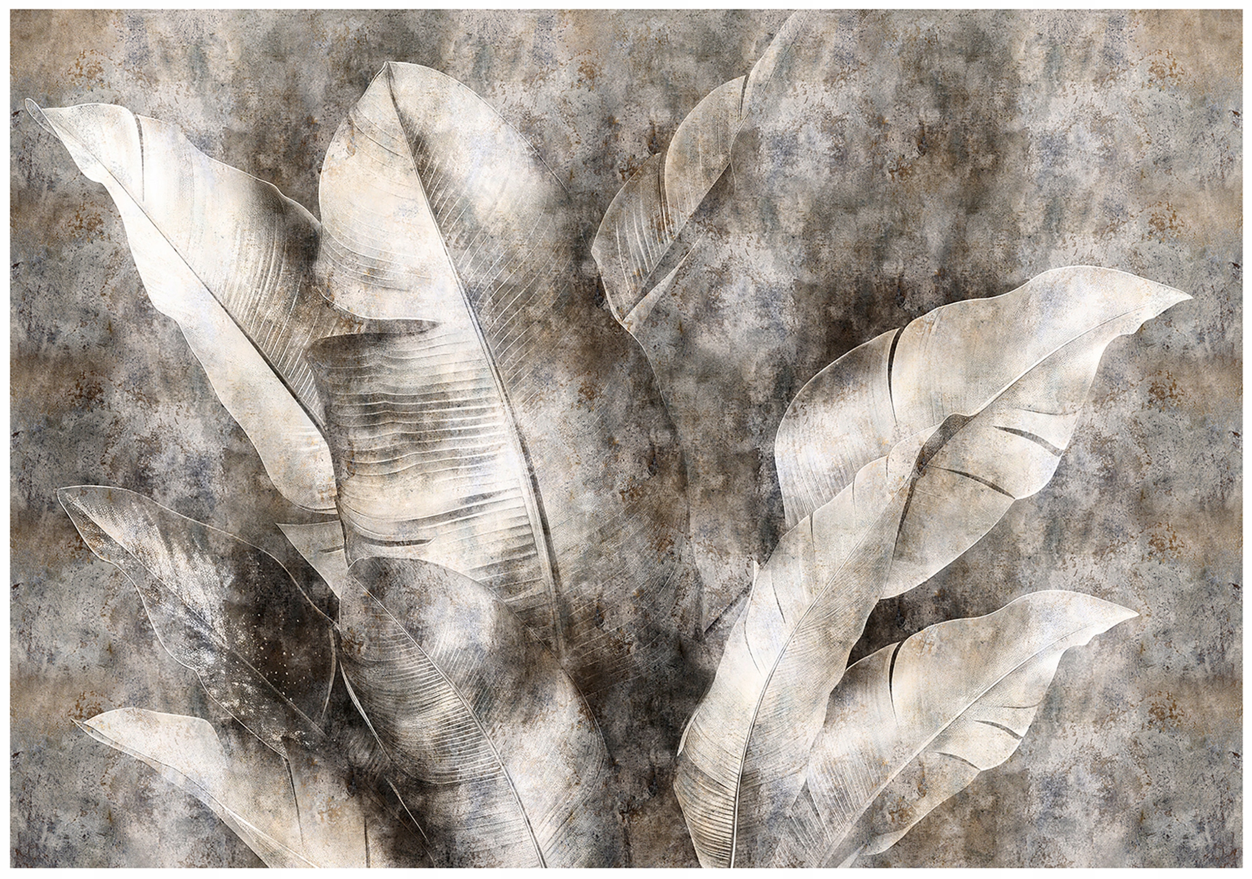 Fototapeta Tropické listy béžová a šedá, moderní vinyl 208x146 lepidlo