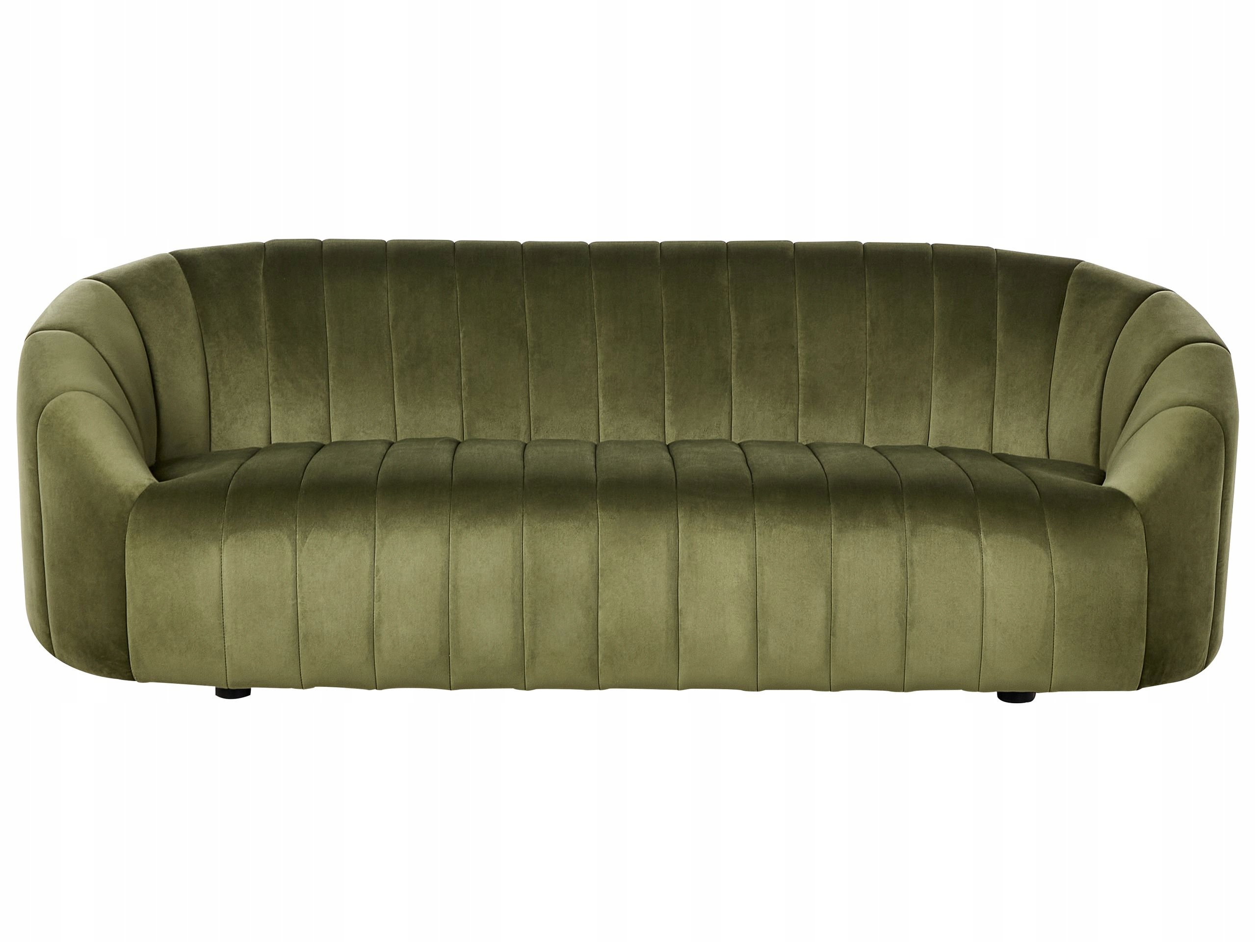 Sofa trzyosobowa w kolorze ciemnozielonym z welurem