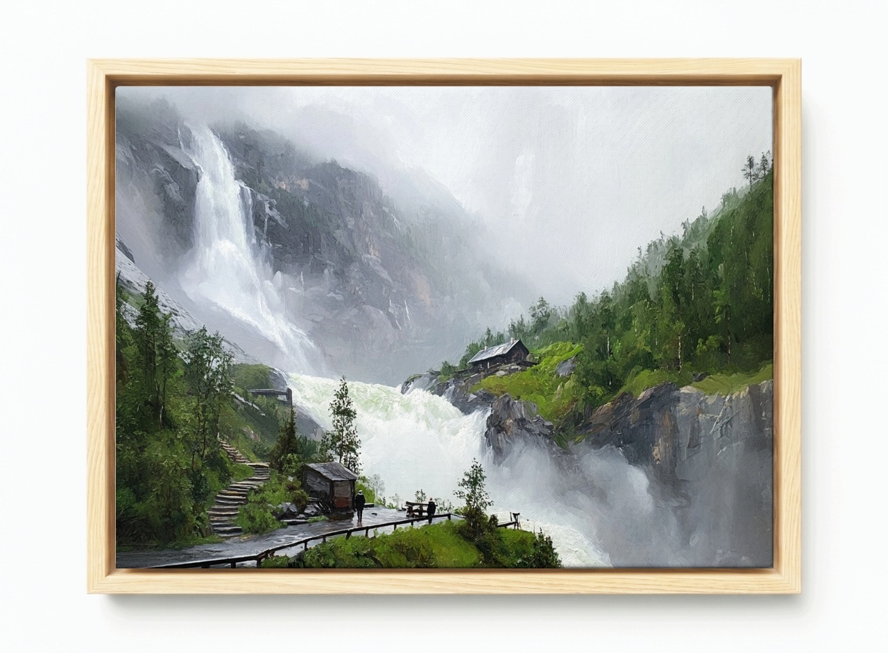 Obraz Rám Americký Box Skandinávie Norsko Hory Vodopád Pohled 60x40