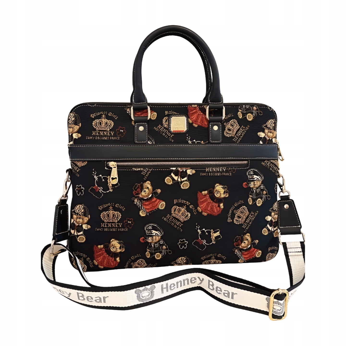 Henney Bear London taška na notebook, černá s medvídkem