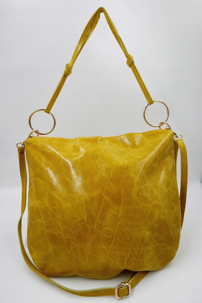 Dámská kabelka Italská přírodní kůže s páskem Žlutá žlutá A4 nová