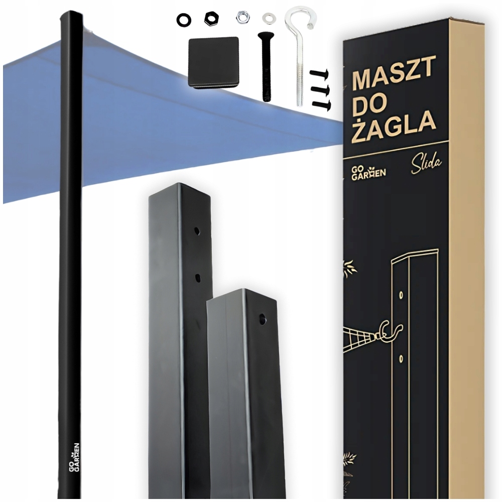 Maszt słup do żagla zacieniacza do ogrodu regulowana wysokość 240 cm grafit
