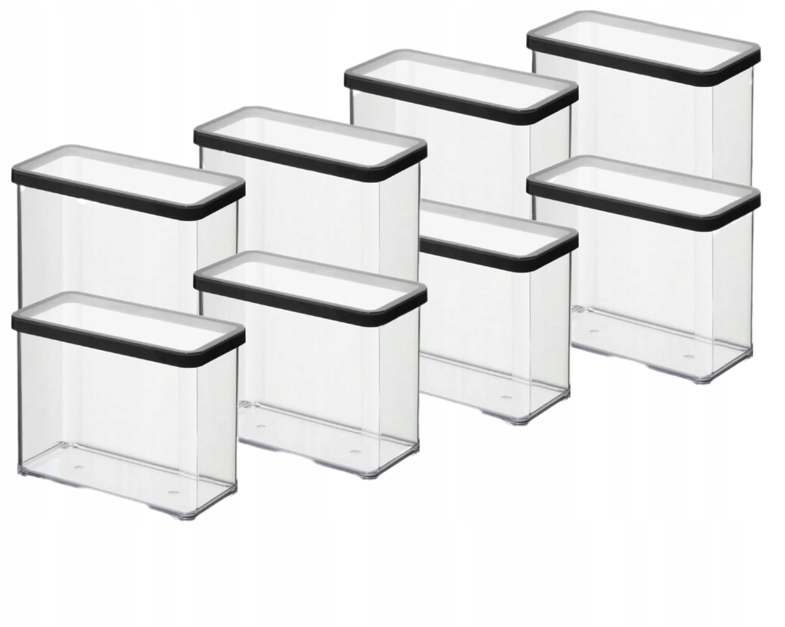 Rotho Zestaw 8 Pojemników Na Żywność Artykuły Sypkie 2,1L Czarny Loft