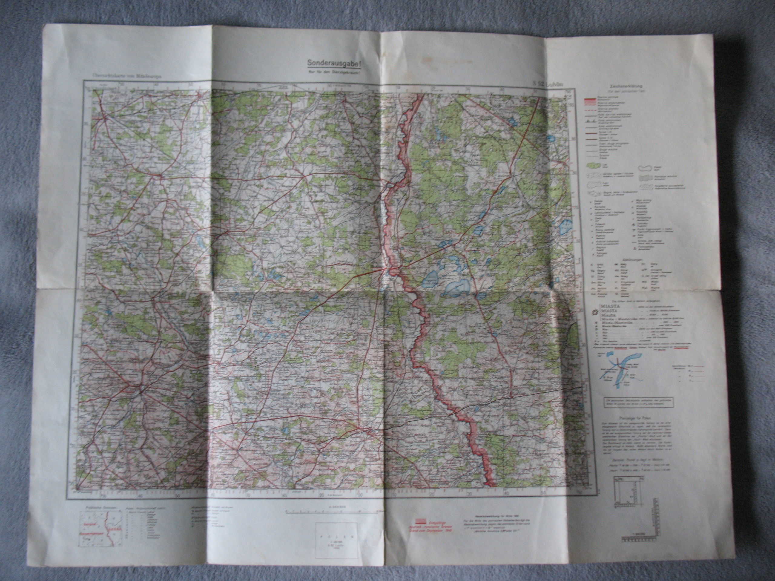 GENERALNA GUBERNIA LUBLIN CHEŁM WŁODAWA RADZYŃ KOCK ŁUKÓW stara MAPA 1940