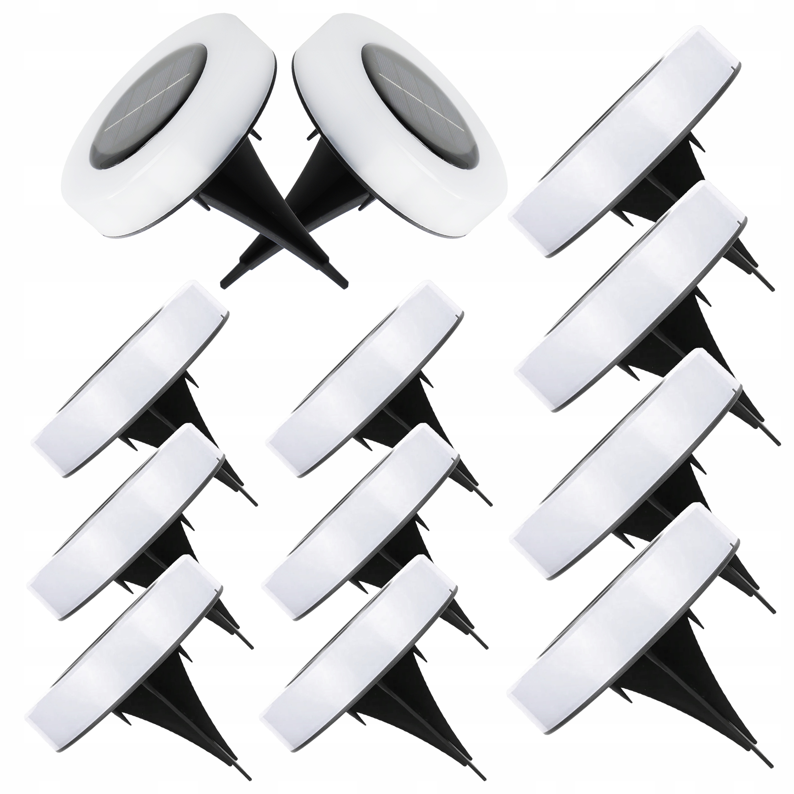 Lampa Solarna Ogrodowa Led Najazdowa Gruntowa Dyski Czujnik Zmierzchu 3000K