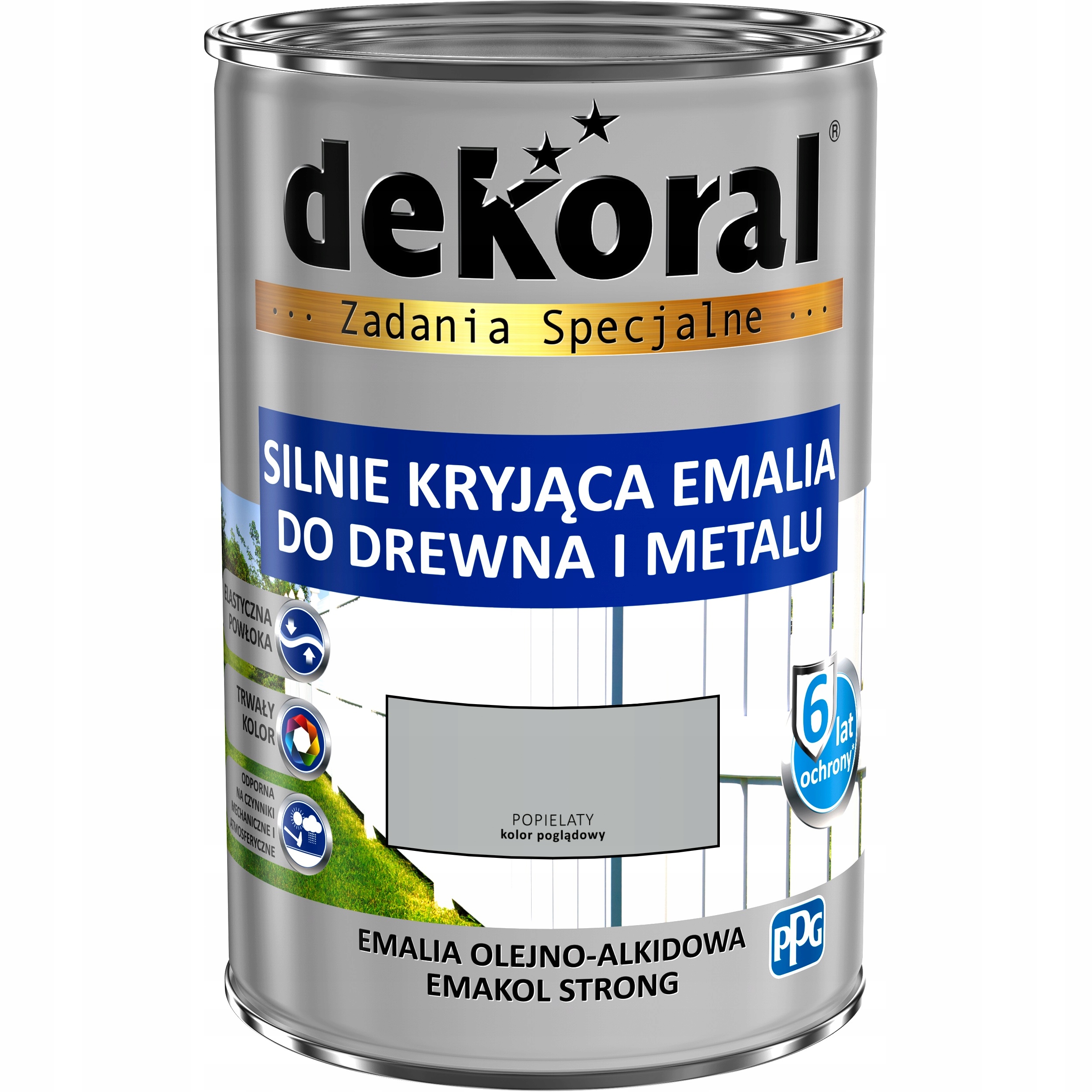 Emakol Strong Farba Do Drewna I Metalu Popielaty 5L